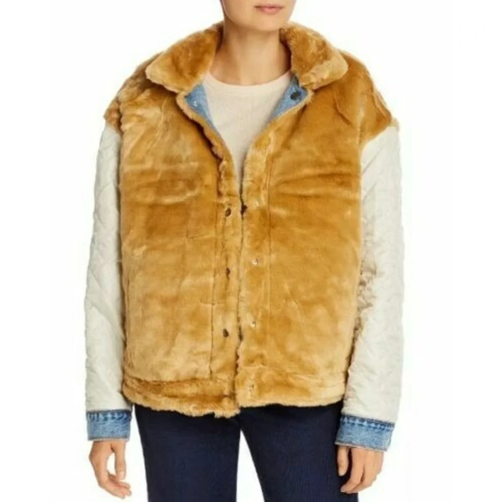 Levi's‎ women's Reversible Faux Fur & Denim Trucker Jacket size XS retail $168